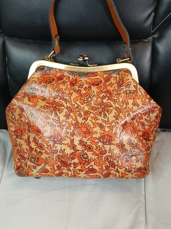 Patricia Nash 10th Anniversary Kisslock Satchel in Orange Brown - Picture 2 of 10